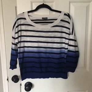 EXPRESS STRIPED DIP DYE SWEATER MEDIUM BLUE WHITE